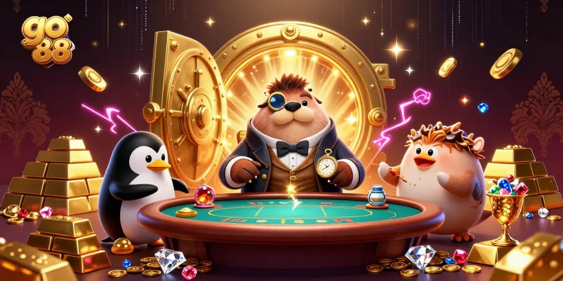 Experience thrilling moments at go 88 with a lively underwater poker game featuring whimsical characters.
