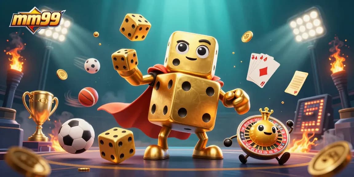 Experience thrilling gameplay at mm99 with engaging golden dice characters and vibrant gambling elements.
