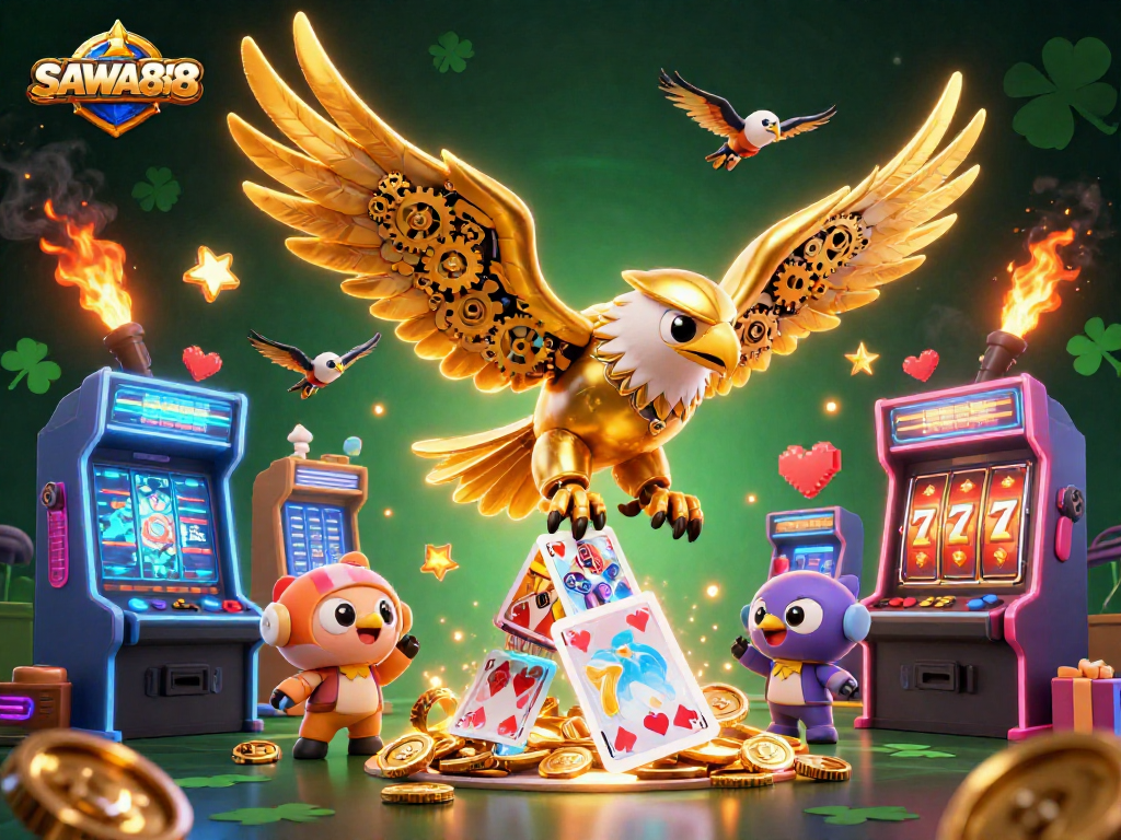 Experience thrilling gameplay at SAWA888 with our vibrant arcade-inspired slot scene featuring dazzling visuals and energetic elements.