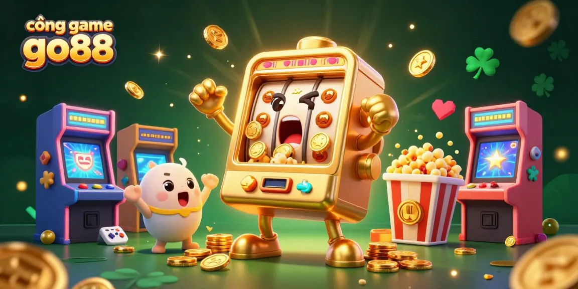 Winning with cổng game go88 in a vibrant 3D casino scene featuring lively slot machines.