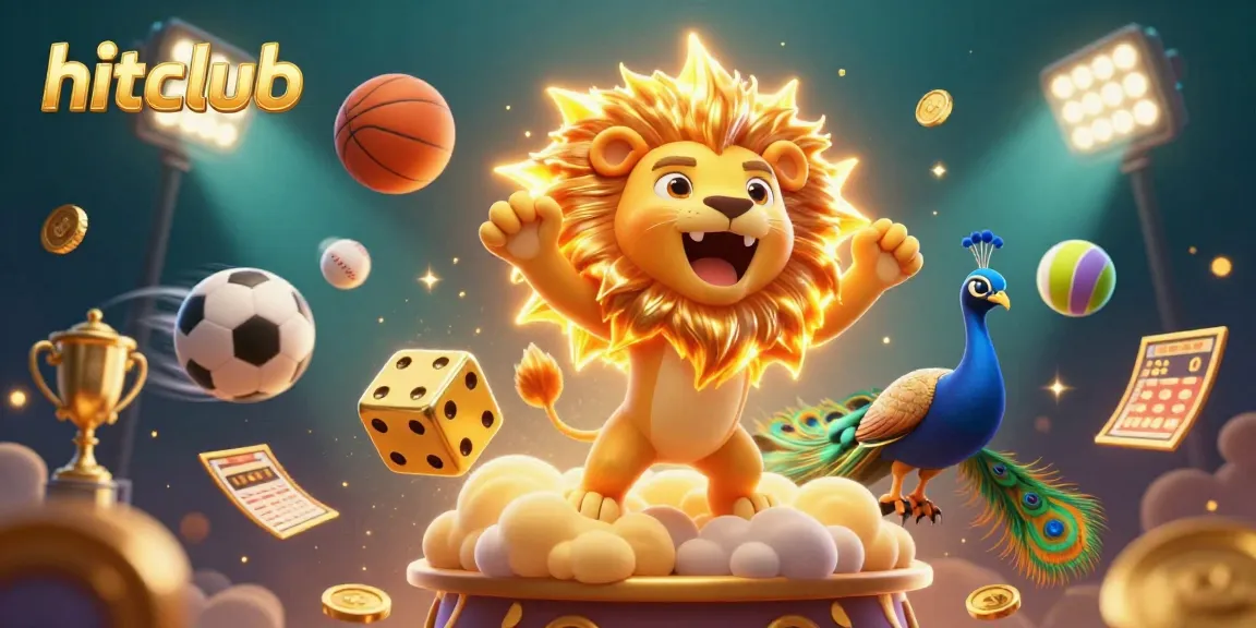Hitclub shines through in an explosive 3D casino scene with vibrant sports and gambling elements.