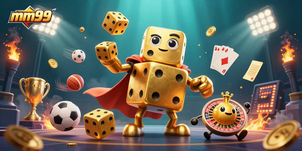 Experience thrilling gameplay at mm99 with engaging golden dice characters and vibrant gambling elements.