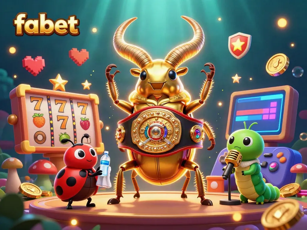 Experience the excitement of fabet with vibrant slot reels and dynamic characters in a 3D casino.