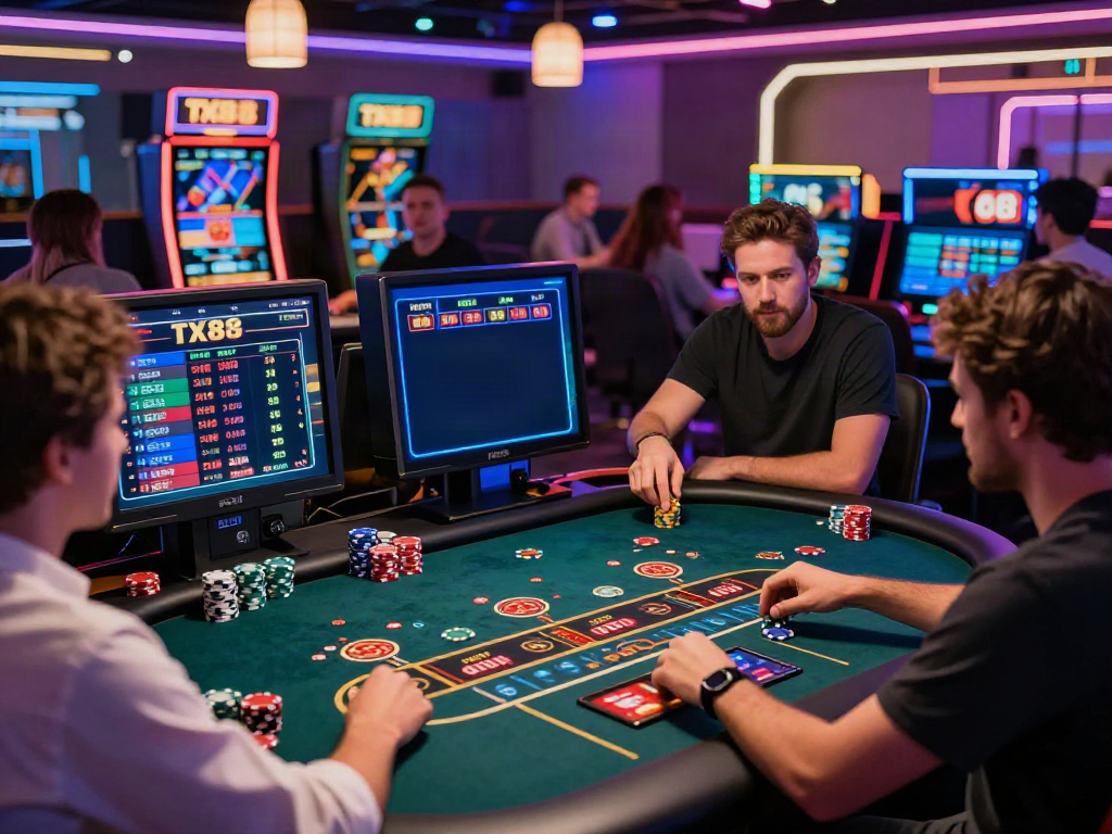 Engaged players enjoying various games at nhà cái tx88 in a vibrant online gaming environment.