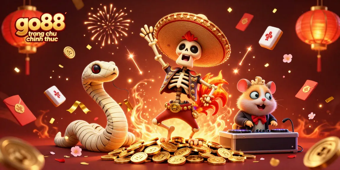 Engage with go88 trang chu chinh thuc through vibrant casino-themed 3D illustration showcasing celebratory elements.
