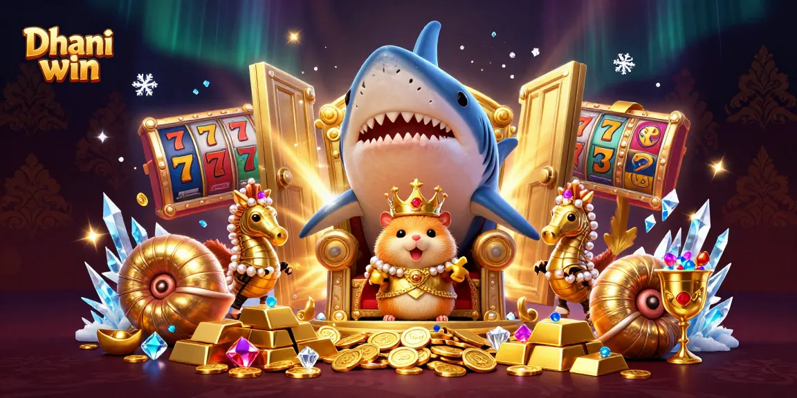 Dive into the excitement of Dhani win with vibrant casino-themed illustration featuring a golden hamster king.