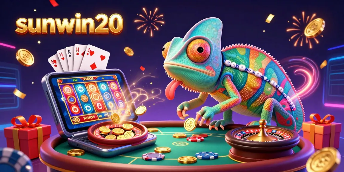 Engage with the vibrant world of sunwin20, where a chameleon casino owner oversees lively games and golden coin payouts.