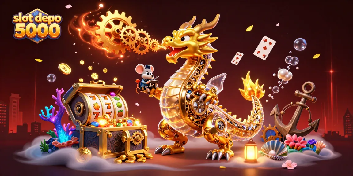 Experience the thrill of slot depo 5000 in vibrant 3D art, showcasing exciting gameplay elements.