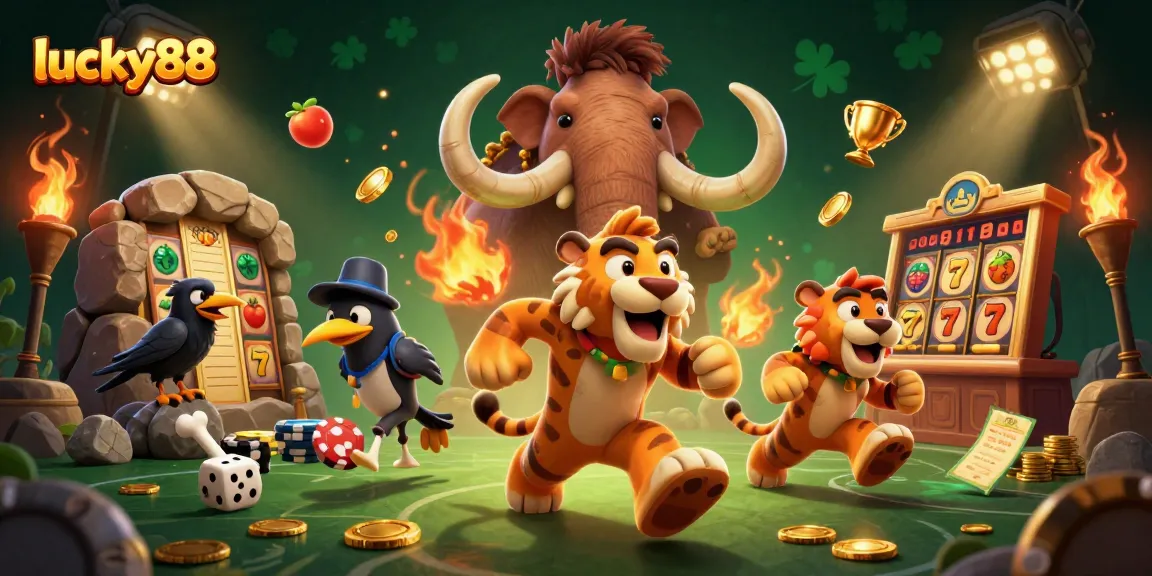 Play lucky88 with thrilling slot reels and dynamic visuals in an exciting casino scene.